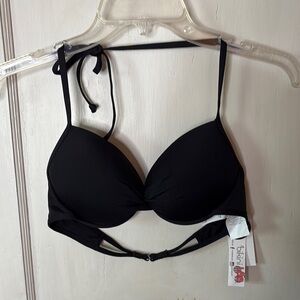 he Bikini Lab Black Women's Halter Push Up Bikini Top Brand New Large